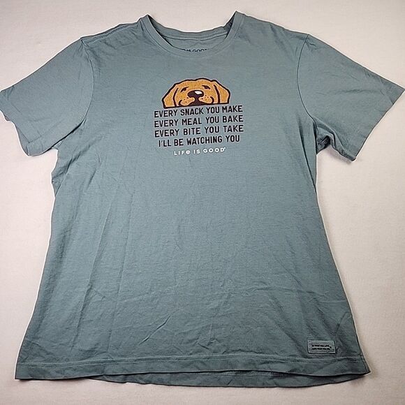 LIFE IS GOOD I'll Be Watching You Dog Crusher Large Short Sleeve Tee shirt - Picture 1 of 8